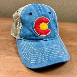 Yo Colorado Denim Adjustable Baseball Hat with Colorado logo & Mesh Back